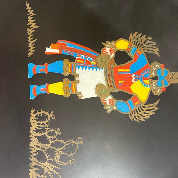 VTG 1960’s Courac Of Monterey Hopi Hummingbird Kachina Doll Brass Inlay Plate - Picture 12 of 15